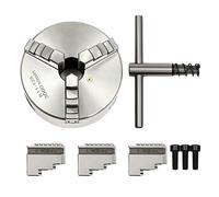 JJsdwin Mandrin de tour 125 mm, mandrin à 4 mors auto-centrant avec clé Chuck, 3 mandrins de mors pour machines-outils et machines-outils CNC