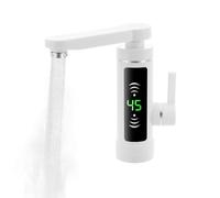 JJsdwin Robinet électrique avec chauffe-eau instantané pivotant à 360° - Robinet de cuisine chaud instantané - LED - En acier inoxydable - Pour cuisine - Blanc