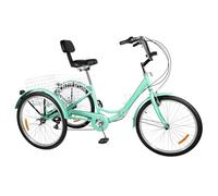 JJsdwin Tricycle à trois roues réglable en hauteur avec un interrupteur à 7 vitesses, 61 cm, pour adultes et personnes âgées (vert)