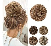 JJstar Chignon Postiche Cheveux Grande Postiches Bouclés Ondulés Chouchou Cheveux Naturel Faux Chignon Elastique pour Femmes Fille (Brun & Blond)