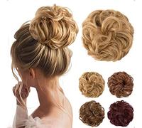 JJstar Chignon Postiche Cheveux Grande Postiches Bouclés Ondulés Chouchou Cheveux Naturel Faux Chignon Elastique pour Femmes Fille(Auburn doré)