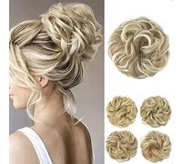 JJstar Chignon Postiche Cheveux Grande Postiches Bouclés Ondulés Chouchou Cheveux Naturel Faux Chignon Elastique pour Femmes Fille (Blonde sale)