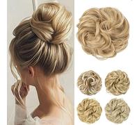 JJstar Chignon Postiche Cheveux Grande Postiches Bouclés Ondulés Chouchou Cheveux Naturel Faux Chignon Elastique pour Femmes Fille (Blond Clair Miel)