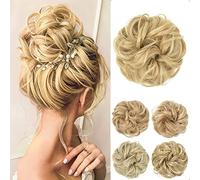 JJstar Chignon Postiche Cheveux Grande Postiches Bouclés Ondulés Chouchou Cheveux Naturel Faux Chignon Elastique pour Femmes Fille (Blond Naturel)
