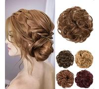 JJstar Chignon Postiche Cheveux Grande Postiches Bouclés Ondulés Chouchou Cheveux Naturel Faux Chignon Elastique pour Femmes Fille(Auburn moyen)