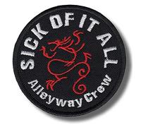 JJTEXTIX Écusson brodé Sick of It All à repasser - 1 pièce - Rond - Patch thermocollant brodé - patch