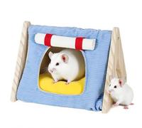 JJunLiM Lits chauds en bois pour hamster, cachette pour petit animal syrien, hamster syrien, accessoires pour cage (bleu)