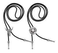 JJUNW 2 pièces cravate bolo, bolo tie, costume de cowboy hommes tenue western hommes cowboy cravate collier lariat noir cuir pendentif rodéo pour femmes et hommes