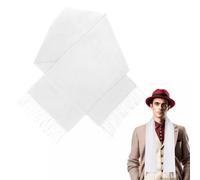 JJUNW Écharpe de 20 ans avec pompons - Costume d'Halloween pour homme, longue pour gangster, cosplay, prêtre, décoration de fête, blanc