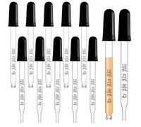 JJUNW Lot de 10 pipettes en verre de 1 ml avec mesures, compte-gouttes avec tête en caoutchouc, compte-gouttes, pipettes de transfert graduées pour plantes, animaux de compagnie et moules à bonbons
