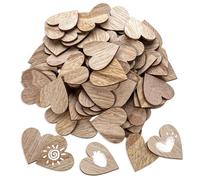 JJUNW Lot de 100 cœurs en bois brut pour travaux manuels, petits cœurs en bois brut découpés, plaque en bois vierge pour Saint-Valentin, anniversaire, décoration de mariage (4 cm)
