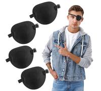 JJUNW Lot de 4 cache-yeux médicaux - Pour adultes et enfants - 3D - Réglables - Pirate - Patch médical pour les yeux gauche et droit - Amblyopie - Phase de récupération après une opération