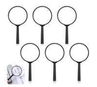 JJUNW Lot de 6 petites loupes avec poignées noires | Mini loupe en plastique acrylique de 6 cm pour cadeau d'anniversaire, jouet, souvenir, décoration