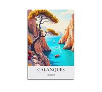 JJUPUV Calanques France Poster de voyage vintage Impression sur toile Décoration d'intérieur Chambre à coucher Décoration moderne 20 x 30 cm