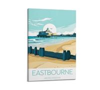 JJUPUV Eastbourne United Kingdom Poster d'œuvres d'art vintage sur toile à suspendre Motif voyage 60 x 90 cm