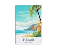 JJUPUV Hawaii United States Affiche de voyage vintage Impression sur toile Œuvres d'art esthétique 60 x 90 cm
