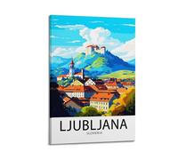 JJUPUV Ljubljana Slovénie Poster vintage de voyage - Impression sur toile - Impressions sur toile - Décoration d'intérieur - 30 x 45 cm