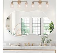 JJUUYOU Grand miroir mural irrégulier pleine longueur avec cadre en métal 65 x 120 cm, cadre asymétrique en alliage d'aluminium aéronautique, miroirs décoratifs pour chambre à coucher, salon, entrée