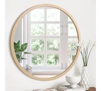 JJUUYOU Grand miroir rond mural de 50 cm avec cadre en bois pour maquillage, salle de bain, chambre, salon, entrée, doré