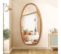 JJUUYOU Miroir mural avec cadre en bois - Miroir irrégulier pour mur - 100 x 50 cm - Asymétrique - Décoration vintage - Miroir à suspendre pour salle de bain, chambre à coucher, salon, vestiaire