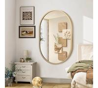 JJUUYOU Miroir mural ovale avec cadre en métal 50,8 x 71,1 cm, petit miroir circulaire pour salle de bain, miroir de maquillage pour mur, miroir de maquillage pour entrée, salon, chambre à coucher