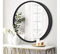 JJUUYOU Miroir Mural Rond avec Cadre en métal pour Salle de Bain - 40 cm - Noir