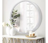 JJUUYOU Miroir Mural Rond de 50 cm pour Salle de Bain, Miroir Circulaire argenté avec Cadre en métal pour Salon, Chambre à Coucher, dortoir
