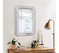JJUUYOU Miroir mural rond moderne à suspendre pour salle de bain, chambre à coucher, salon, couloir, miroir de maquillage mural, blanc rustique