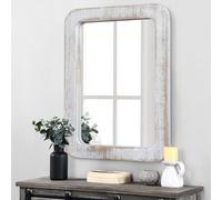 JJUUYOU Miroir mural rustique pour salle de bain avec cadre en bois - 40 x 50 cm - Grand miroir de courtoisie rectangulaire à suspendre - Décoration pour chambre à coucher et salon