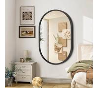 JJUUYOU Miroir ovale noir avec cadre en métal pour salle de bain - 50,8 x 71,1 cm - Miroir de courtoisie mat pour chambre à coucher - Verre trempé antirouille - À suspendre horizontalement ou