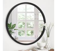 JJUUYOU Miroir rond mural rond 40 cm avec cadre en bois vintage pour salle de bain, salon, chambre à coucher, dortoir, noir