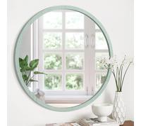 JJUUYOU Miroir rond vintage avec cadre en bois pour salle de bain, salon, chambre à coucher, dortoir, 30 cm, vert