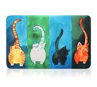 JJUUYOU - Paillasson chat amusant lavable - 50 x 80 cm - Tapis de sol pour extérieur/intérieur - Paillasson absorbant personnalisé et durable - Peluche courte