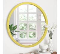 JJUUYOU Petit miroir mural rond rustique pour salle de bain, ferme, maison, miroir avec cadre en bois pour salon, chambre à coucher, dortoir, entrée et plus encore