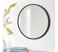 JJUUYOU Petit miroir rond pour mur avec cadre en bois pour salle de bain, entrée, salon, couloir, chambre à coucher, décoration antirouille, suspension horizontale, vieux noir