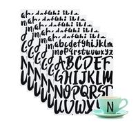 JJWNMLL 6 PCS vinyle lettre autocollant, sticker lettre 1 pouce 2 pouces majuscules autocollant,autocollant amovible autocollant imperméable à l'eau et durable, lettre géante pleine (Noir + 6 pcs)