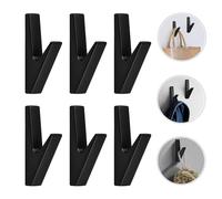 JJWNMLL 6 Pièces Noir Crochets Muraux Patère Équipé de Vis de Montage Crochets Porte Serviette Salle de Bain Accroche Torchon Cuisine