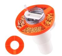 JJWNMLL Bol à goûter pour tasse Stanley de 1,2 l - Accessoires de tasse Stanley en silicone - Plateau à collation avec 4 compartiments - Support réutilisable pour cracker à bonbons (orange)
