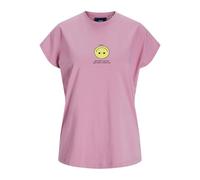JJXX Jack&Jones JXASTRID SL T-Shirt Boxy imprimé JRS, Mauve Moonlite/imprimé : Smiley Jaune, S