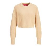 JJXX JXCARLOTA LS Twist Cropped CN Knit Sweater, Beige, M Femme