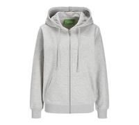 JJXX Jxabbie RLX Ls Every Zip Hood SWT Noos Veste de Sweatshirt, Gris Clair chiné/imprimé : Logo Blanc Vif, L Femme