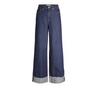 JJXX Jxtokyo R6055 DNM Wide Fold Up Jeans Pantalon, Bleu foncé Denim, 32 W/30 L Femme