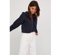 Jjxx Women's Abbie Long-Sleeve Zipped Cropped Hoodie Noir 8 (XS) Female