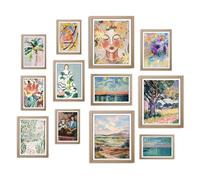 JJY Eclectic Decor - Impressions murales maximalistes, sans cadre, pièce polyvalente, 12 pièces mélangées et assorties, couleurs vives, aquarelle artistique, coffret cadeau robuste