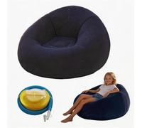 JJZENKD Pouf gonflable, fauteuil gonflable, fauteuil de salon, chaise gonflable portable, pour salon, chambre à coucher, jardin, camping (bleu)