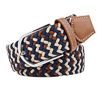 JK Home 115cm Ceinture Elastique Tressée pour Femme Boucle Ceintures Homme Extensible 3.3cm de Large Beige Café Bleu