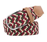 JK Home 125cm Ceinture Elastique Tressée pour Femme Boucle Ceintures Homme Extensible 3.3cm de Large Rouge Vert Beige