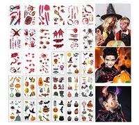 JK Home 30 Feuilles Halloween Tatouages Autocollants Décoratif Scrapbooking Stickers Sanglante Citrouille Crâne Fantôme Araignée 30Pcs #B