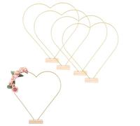JK Home 4Pcs Cerceau Floral 30cm Anneau en Métal avec 4 Supports en Bois pour Table Décor Couronne de Mariage Artisanat Suspendu Mural Or 30cm Cœur