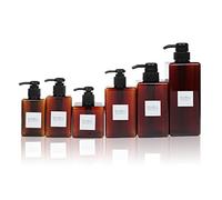 JK Home 6Pcs Distributeurs à Pompe Vide Flacons Pompe Plastique Bouteille Récipient pour Savon Liquide Lotion Shampooing avec Etiquette Marron